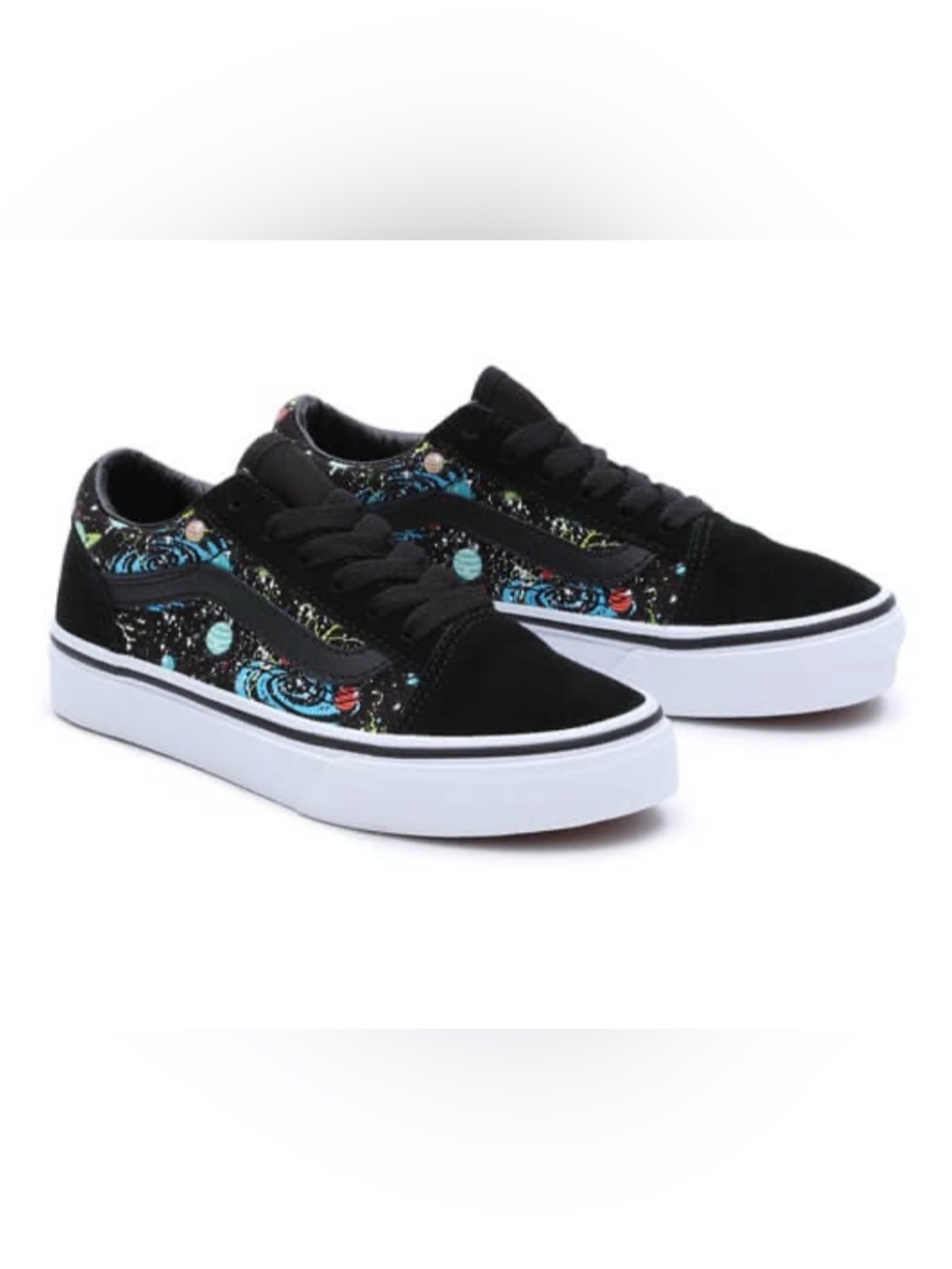 Vans Old Skool Sneakers- glow-in-the-dark Cosmic Print, big kids size 2